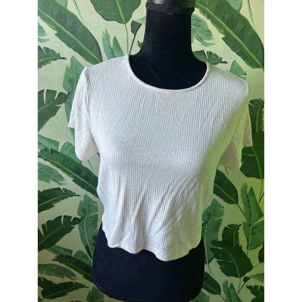 Free People Ribbed Crop Top Women L Ivory